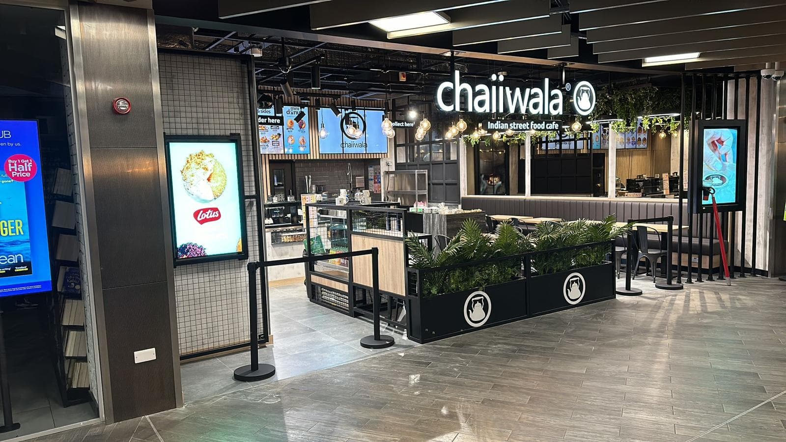 Chaiiwala shopfront and entrance within a shopping centre