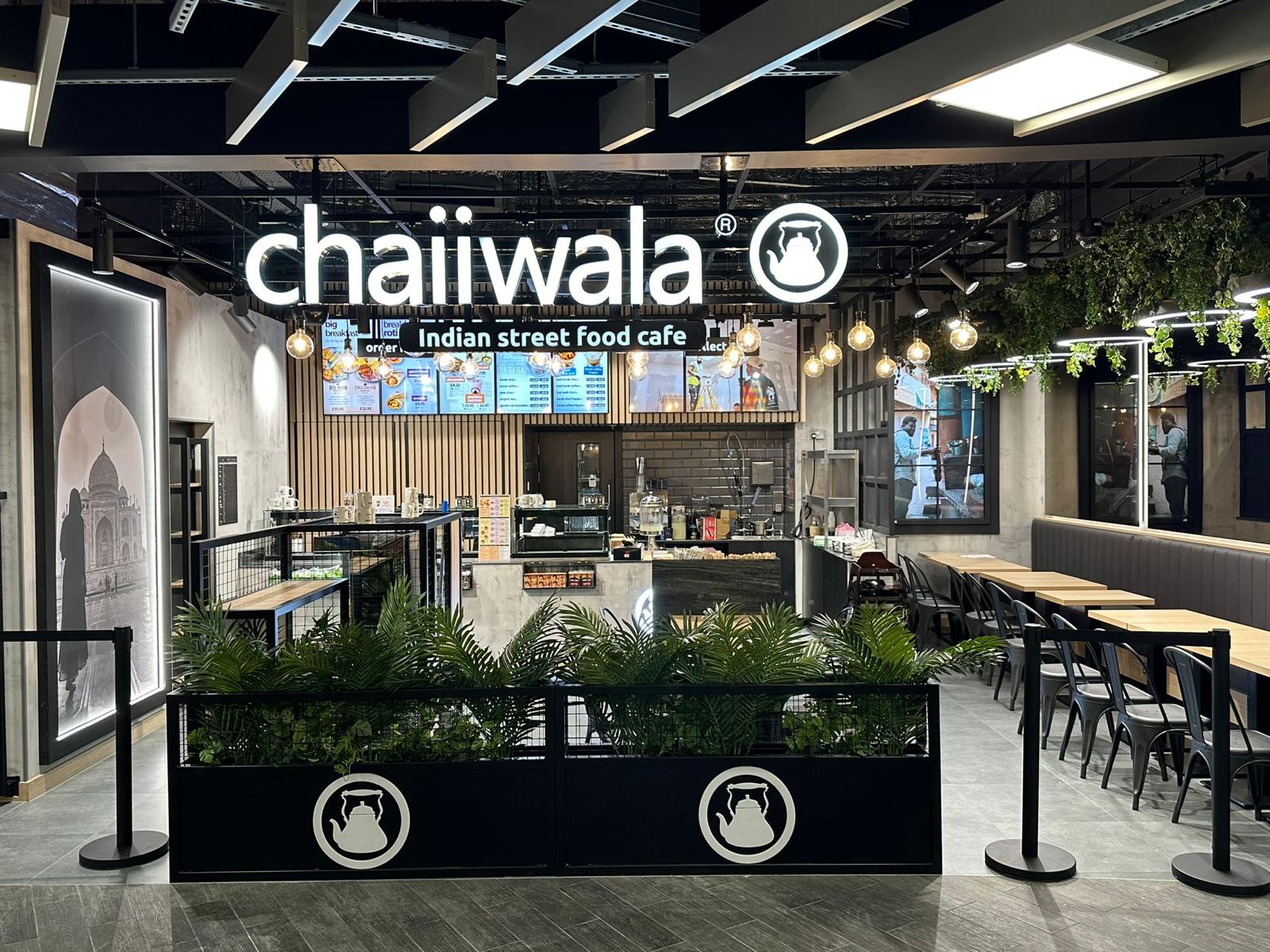 Chaiiwala counter and menu boards with planted screening